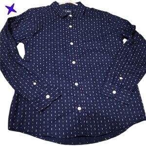 New starched no tags navy printed shirt 14 xl